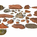 Natural Stone And Wood Pieces With Various Shapes Textures And Colors