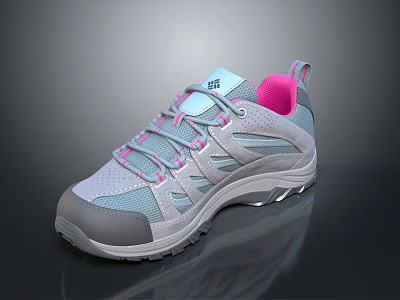 Comfortable Gray And Pink Sports Shoes With Breathable Mesh Non Slip Sole For Daily Use 3d model