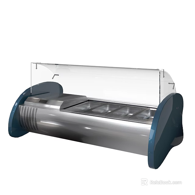 Display Showcase Shelf With Curved Design Transparent Glass Cover And Metal Frame Structure 3d model 