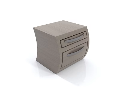Modern Wooden Bedside Table With Two Drawers And Light Wood Finish 3d model