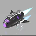 Futuristic Space Rocket with Purple Cockpit and Blue Thrusters in Gray Body for Space Exploration