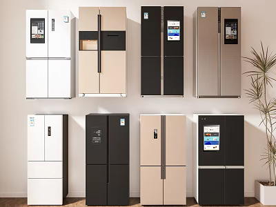 Modern Fridge Freezers In Various Colors And Styles For Home Kitchens 3d model
