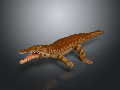 Aquatic Animal Brown Spotted Crocodile 3D Render With Open Mouth And Sharp Teeth 3d model Aquatic Animal Brown Spotted Crocodile 3D Render With Open Mouth And Sharp Teeth 3d model