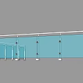 Modern Glass Railing Structure With Metal Support Posts And Clear Panels 3d model