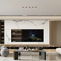 Modern Dining Living Room Interior Design With Sofa Coffee Table Striped Rug And Decorative Painting