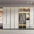 Modern Wardrobe Design With Hanging Rods Drawers And Glass Door Storage Section