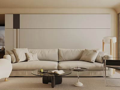 Modern Living Room Interior Design With Beige Sofa Coffee Table And Floor Lamp 3d model