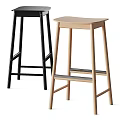 Modern Stylish Bar Stools Featuring Black And Light Wood Design For Kitchen 3d model