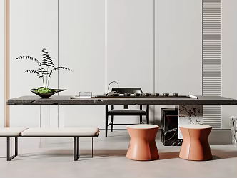 Modern Tea Table and Chair Tea Table and Chair Combination 3d model