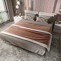 Stylish Double Bed with Checkered Bedding Pink Accent Wall Nightstands and Table Lamps