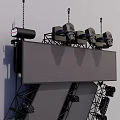 Stage Lighting Truss System With Multiple Fixtures And Black Metal Frame 3d model