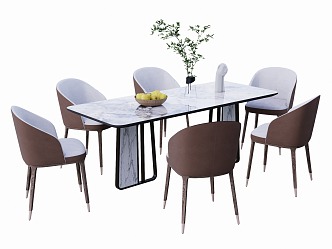 Simple Dining Table and Chair 3d model