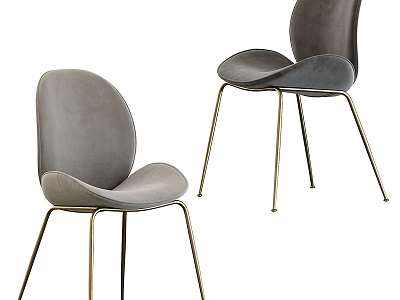 Modern Gray Velvet Single Chair Design With Gold Metal Legs And Comfortable Seat 3d model