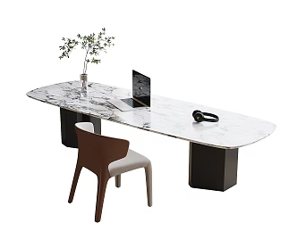 Modern Desk Chair Desk Book Chair 3d model