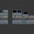 Multiple Technical Control Consoles With Digital Screens And Interface Panels