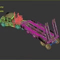 Rustic Brown Heavy Transport Truck Featuring Long Flatbed And Metal Frame With Multiple Wheels