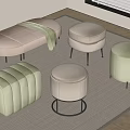 Various Design Velvet Stools In Beige And Green With Metal Legs For Modern Room