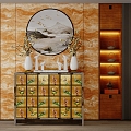 New Chinese Style Entrance Cabinet Decorative Cabinet Decorative Painting 3d model