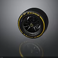 Car Performance Tire with P ZERO Brand Black Rubber and Yellow Stripe Design