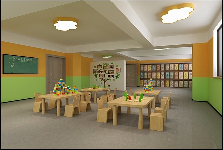 Modern Children's Classroom Learning Area 3d model