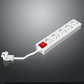 White Power Strip With Multiple Outlets Red Switch And Connected Plug
