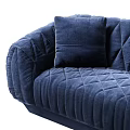 Elegant Navy Blue Quilted Velvet Double Seater Sofa For Modern Cozy Living Room Interior
