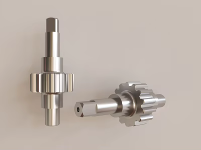 Metal Gear Shaft Components With Precision Machined Toothed And Cylindrical Design 3d model