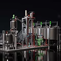 Industrial Manufacturing Equipment With Stainless Steel Tanks And Piping Systems