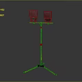 Portable Lighting Fixture Set with Two Black Lamps Mounted on Yellow Tripod Stand