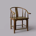 Traditional Wooden Leisure Chair with Curved Armrests Carved Backrest and Natural Wood Structure