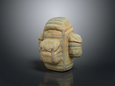Beige Backpack With Multiple Pockets Adjustable Straps And Durable Material For Outdoor Use 3d model