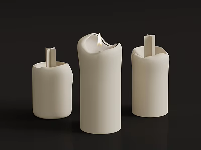 White Decorative Candles With Unique Shapes For Home Ambient Lighting 3d model