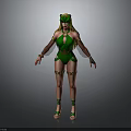 Child in Green Costume with Golden Decorations and Leaf Headpiece for Fantasy Role Play Activities