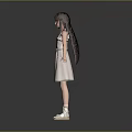 Adorable Young Girl In Light Colored Dress With Bow Detail And White Shoes Standing With Arms Outstretched Pose