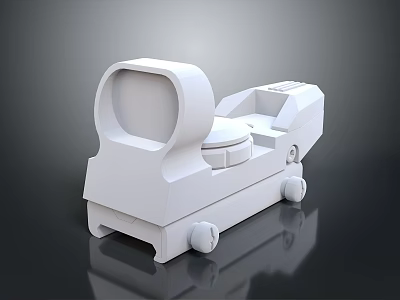 3D Model White Weapon Scope Featuring Round Lens And Sleek Base Design 3d model