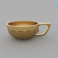 Golden Petal Shaped Cup With Decorative Handle And Smooth Surface Design