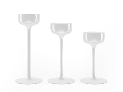 Stylish Decorative Ornament Set With Three White Tall Pedestal Candle Holders for Modern Home Decoration 3d model