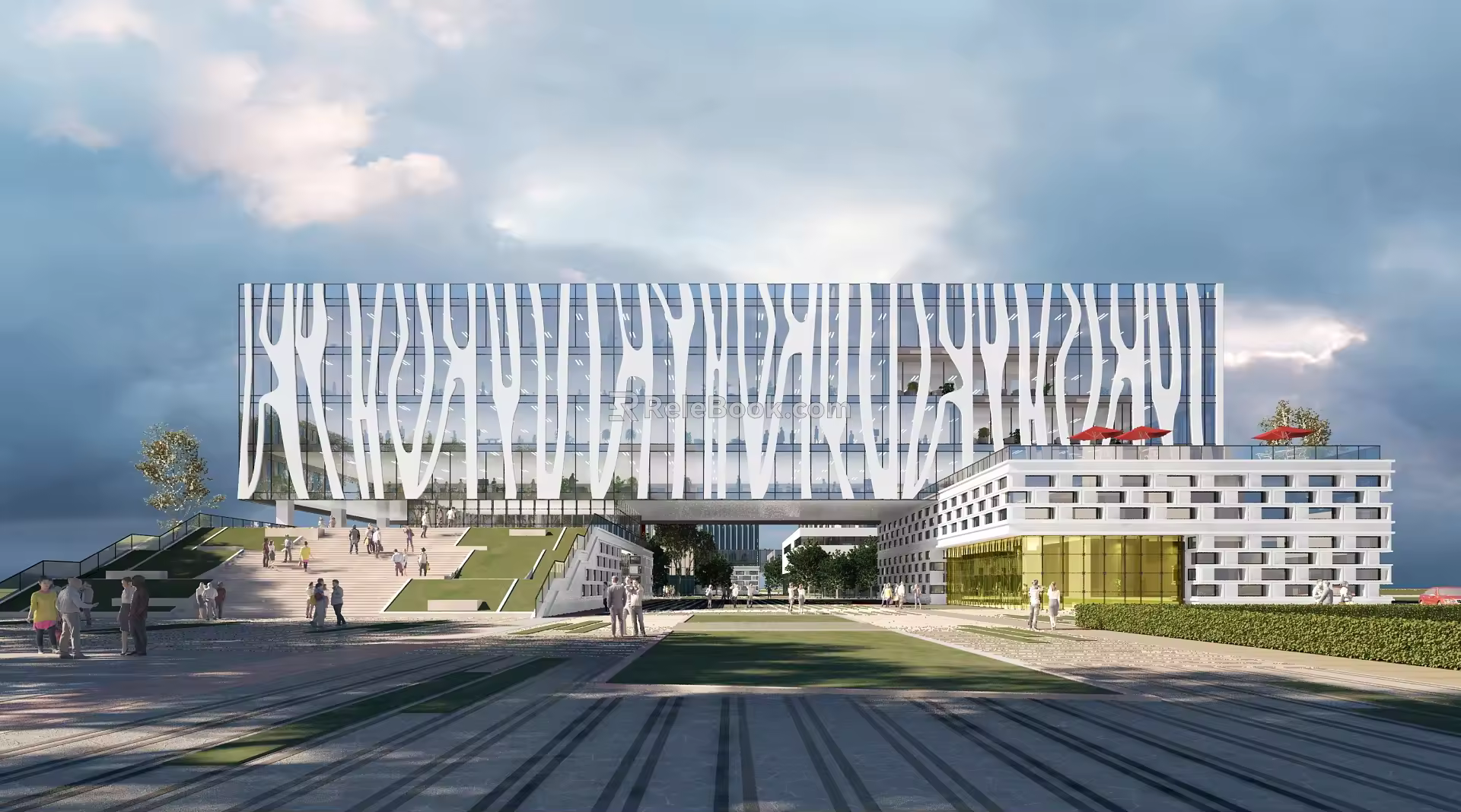 modern office building multi-storey office building 3d model