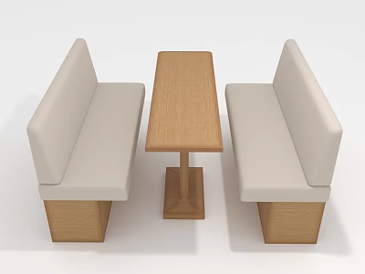 Modern Dining Furniture Set With Wooden Rectangular Table And Upholstered Benches On Both Sides 3d model