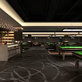Modern Internet Cafe With Pool Tables Bar Counter And Spacious Interior 3d model