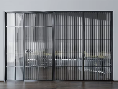 Modern partition office Changhong glass door partition 3d model