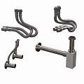 Industrial Metal Pipe Fittings With Curved Tubes And Base Mounted Components