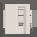 Modern White Partition With Geometric Frames In Minimalist Interior Space With Lighting 3d model