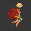 Cartoon Character Holding Red Bowl With Tomato Sauce Pizza Base On Head And Apron Running