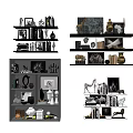 Modern Wall Cabinets And Hanging Cabinets With Decorative Books Artworks And Ornaments