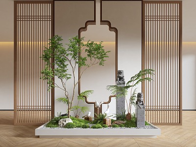 New Chinese Style Indoor Landscape Landscaping Landscape Setches Indoor Landscape Indoor Landscape Bryophytes Plant Pile model