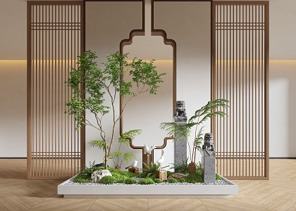 New Chinese Style Indoor Landscape Landscaping Landscape Setches Indoor Landscape Indoor Landscape Bryophytes Plant Pile 3d model