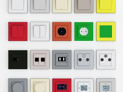 Colorful Modern Electrical Switches And Sockets For Home Daily Use With Various Designs 3d model