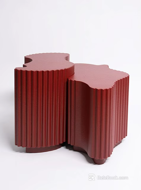 Two Red Coffee Tables With Pleated Design And Irregular Smooth Surface 3d model