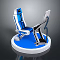 Modern Blue And White Office Chair With Ergonomic Design Metal Frame And Wheels